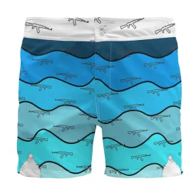 #s116 cnl Board Shorts gun print blue