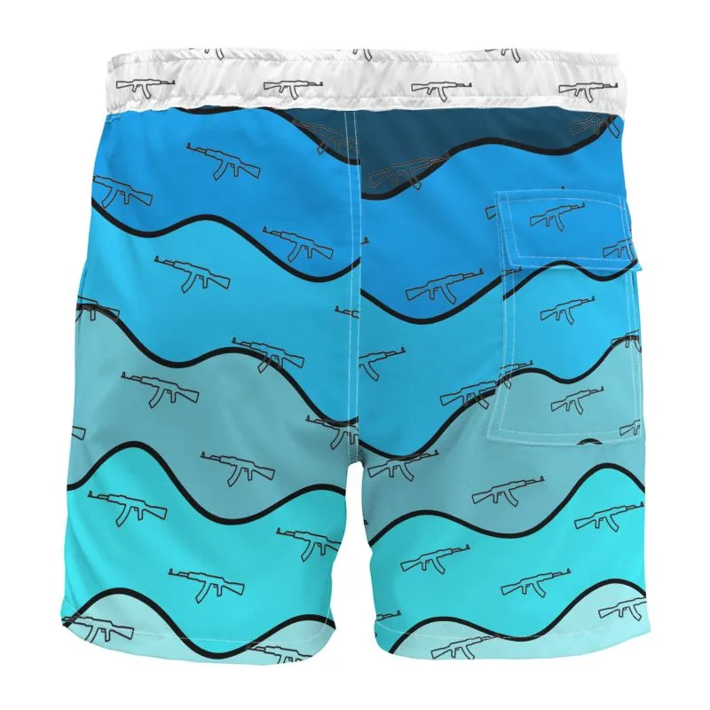 #s116 cnl Board Shorts gun print blue