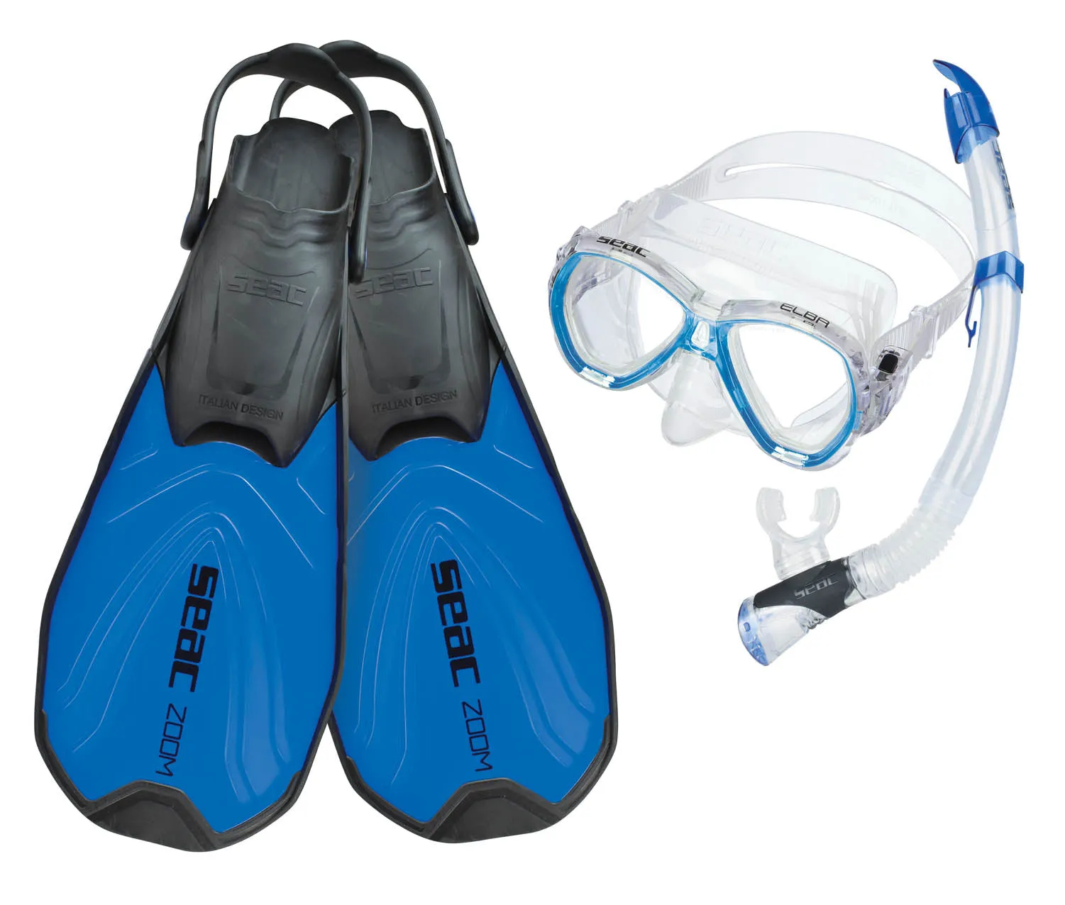 SEAC Zoom Snorkeling Set Includes Fins Mask Snorkel w/ Gear Bag