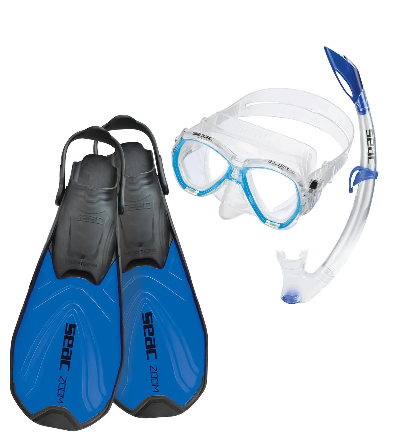 SEAC Zoom Snorkeling Set Includes Fins Mask Snorkel w/ Gear Bag