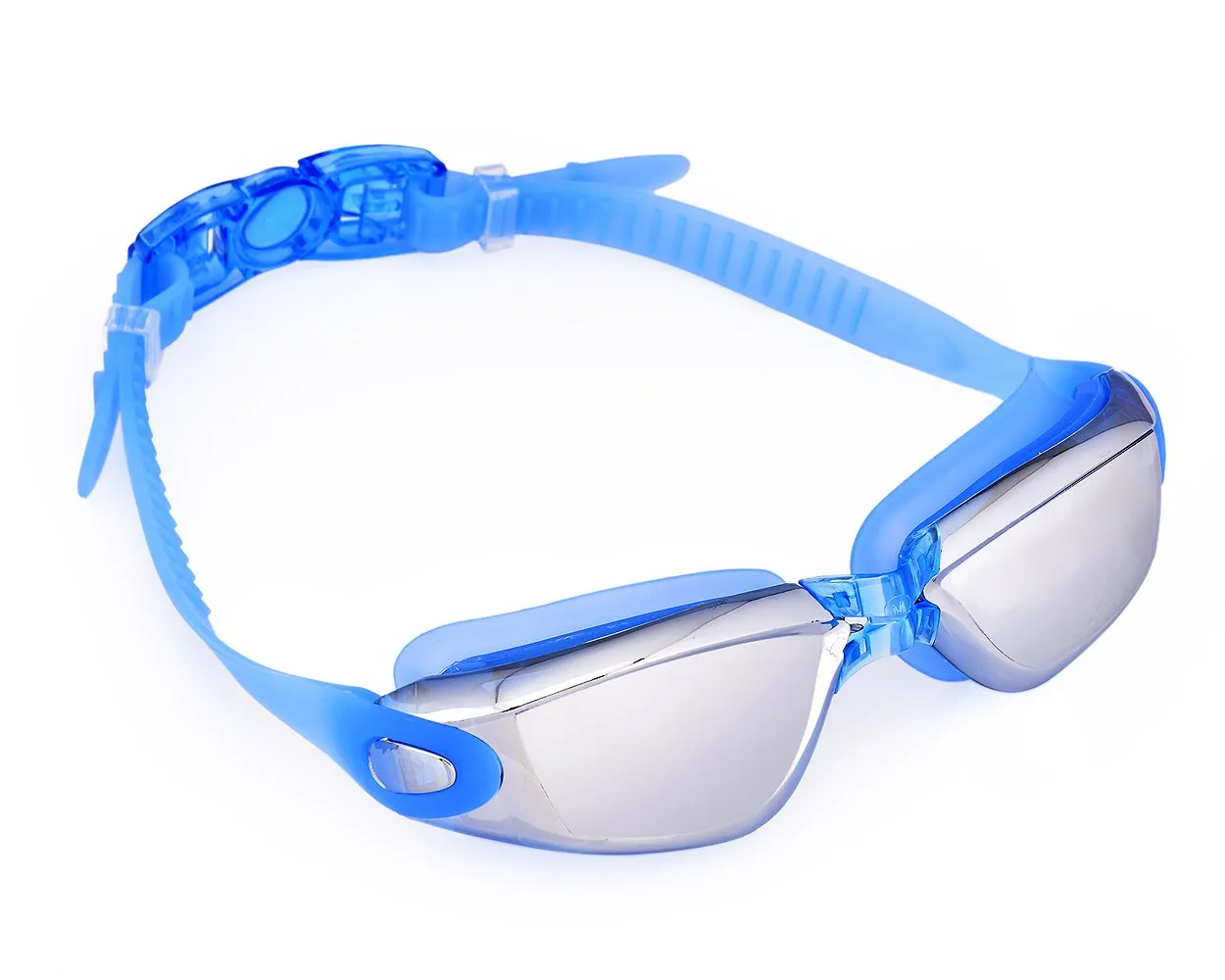 Swimming Goggles with Anti-fog Mirror Lens and Case - Blue