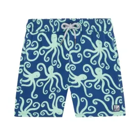 TOM & TEDDY - Boy's Shorts  (Navy & Mint Octopus)