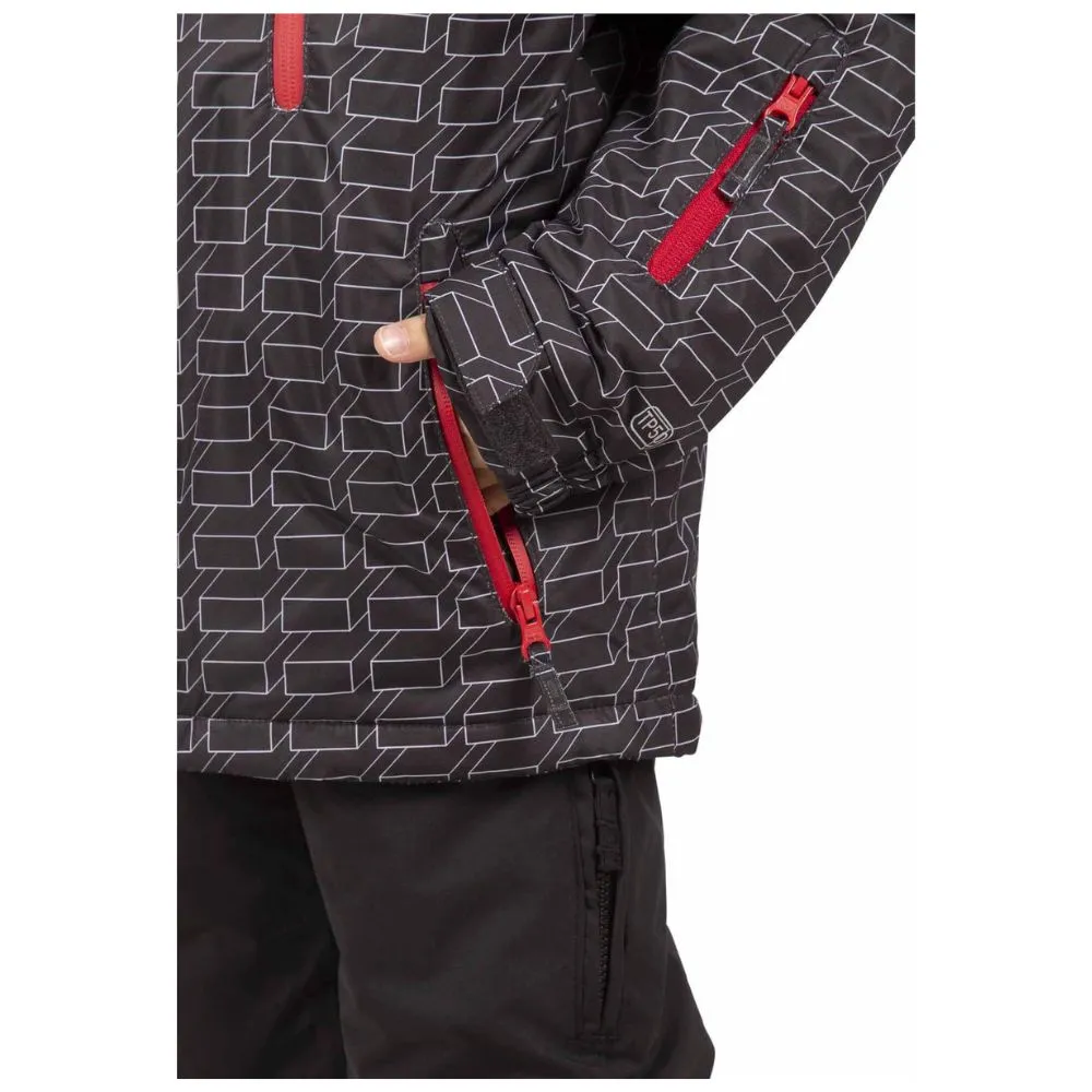 Trespass Boys Minor Ski Jacket, Marvelous Pants & Simms Gloves Bundle - Dark Grey, Black & Red