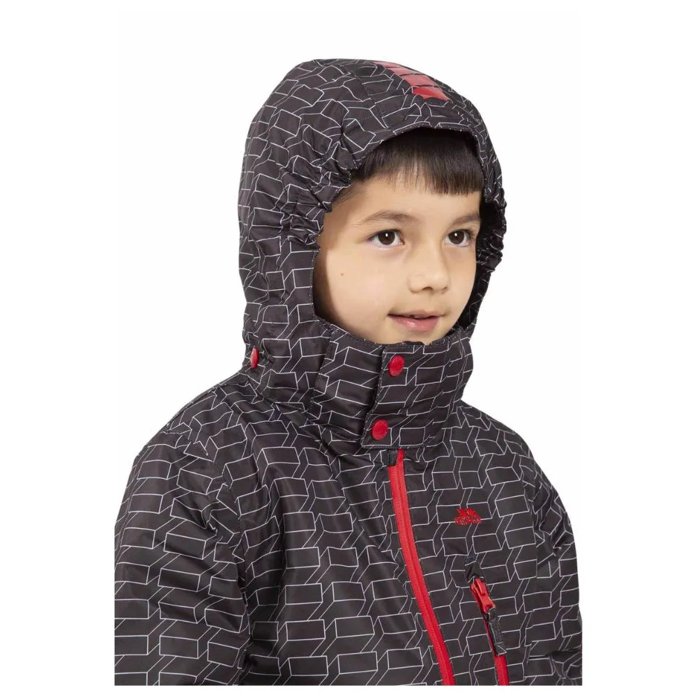 Trespass Boys Minor Ski Jacket, Marvelous Pants & Simms Gloves Bundle - Dark Grey, Black & Red