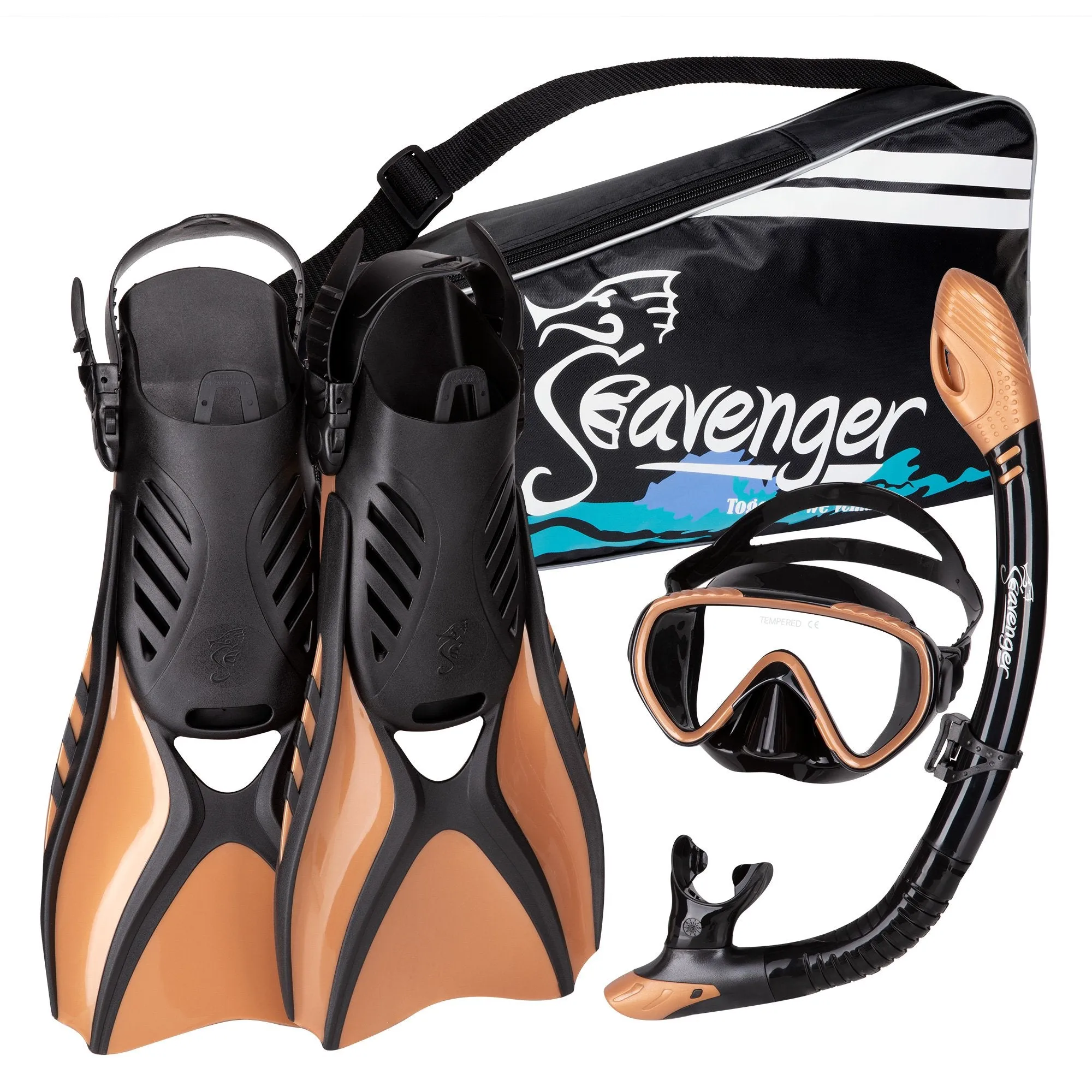 Voyager Snorkel Set - Black Silicone/Copper