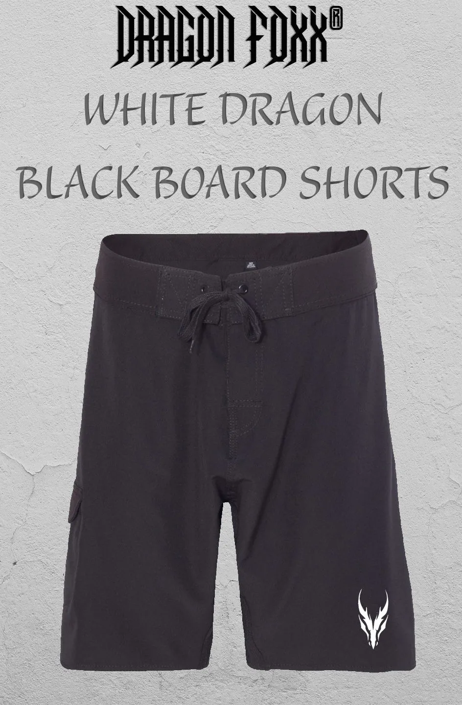 White Dragon Black Board Shorts