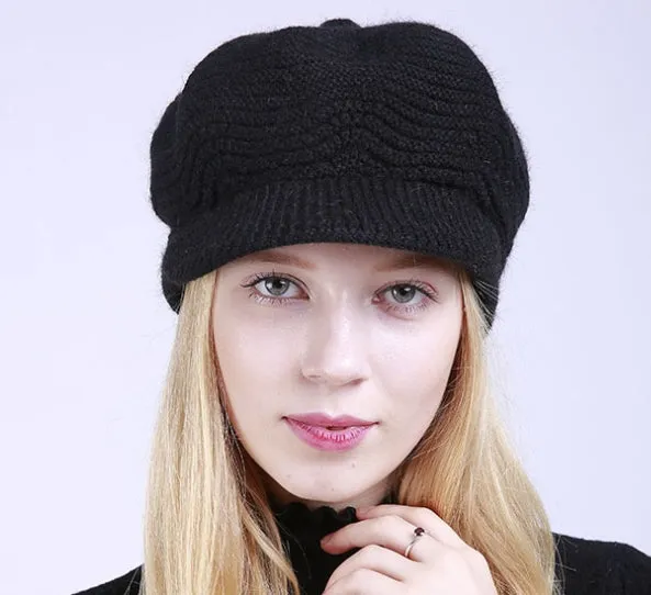 Winter Knit Newsboy Caps Lady Warm Baker Beanie Hat YZG0081