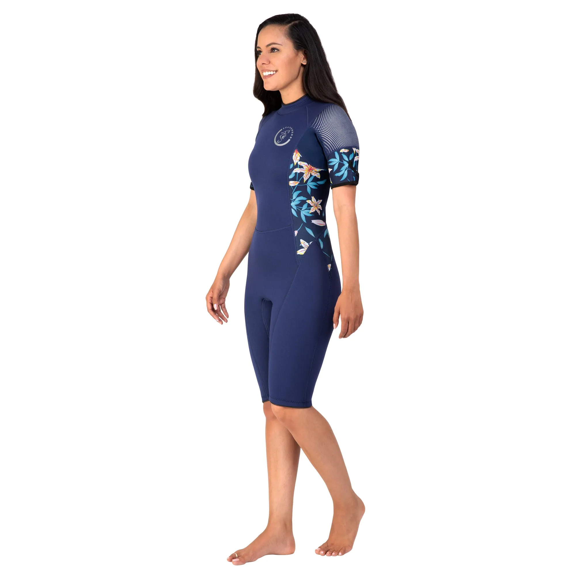 Women's 3mm ﻿Explorer Shorty Wetsuit - Dark Floral