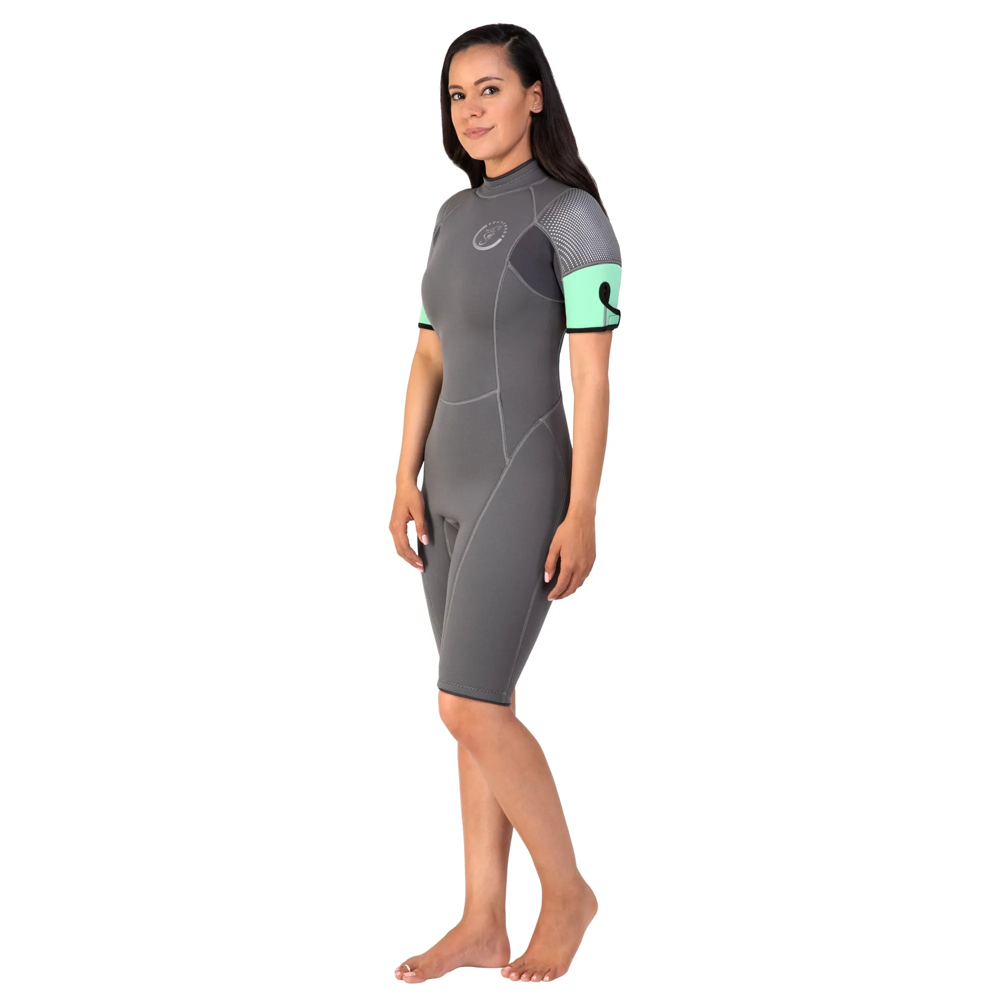 Women's 3mm ﻿Explorer Shorty Wetsuit - Gray Mint