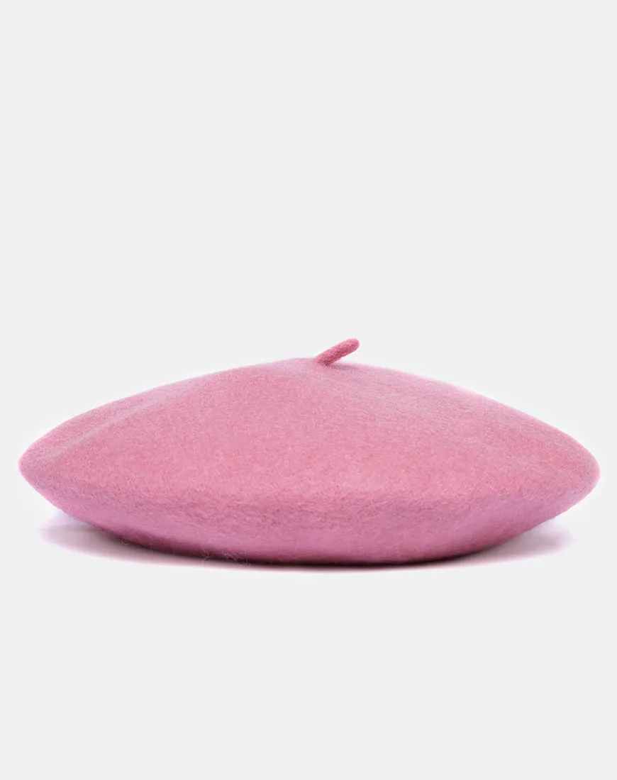 Wool Beret in Dusky Pink